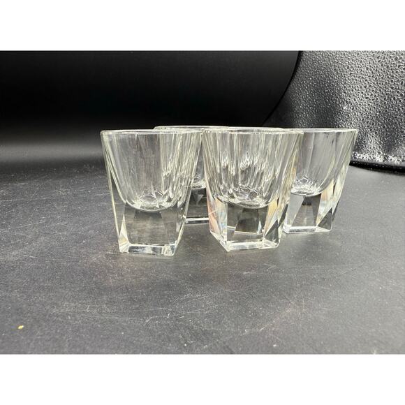 5 vintage clear crystal BRUNO POSSELT Art Deco shot glasses - Picture 7 of 8